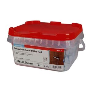 Timco Round Wire Nails - Galvanised 150 x 6.00 Tub 2.5 kg