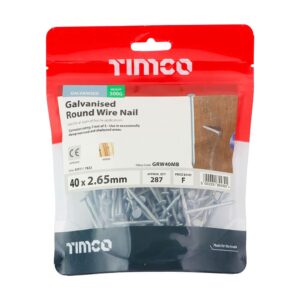 Timco Round Wire Nails - Galvanised 40 x 2.65 Pack 0.5kg