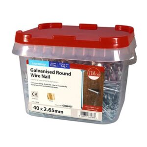 Timco Round Wire Nails - Galvanised 40 x 2.65 TUB 2.5kg