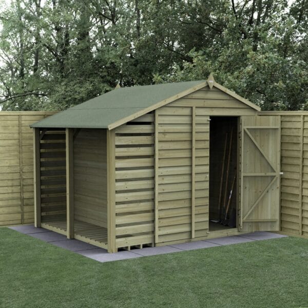 4LIFE Apex Shed 8×6 – Single Door – No- Windows – With Lean-To