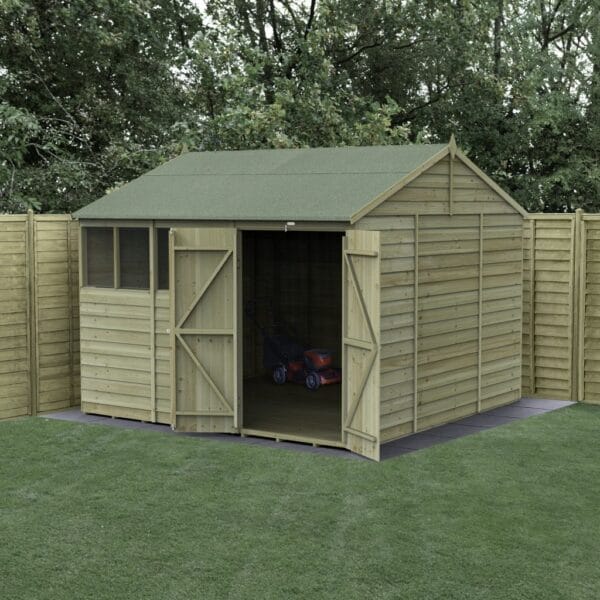 4LIFE Reverse Apex Shed 10×10 – Double Door – 4 Windows