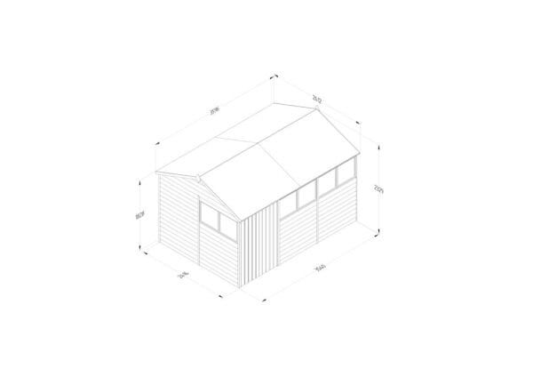 4LIFE Reverse Apex Shed 12×8 – Double Door – 6 Windows - Image 4