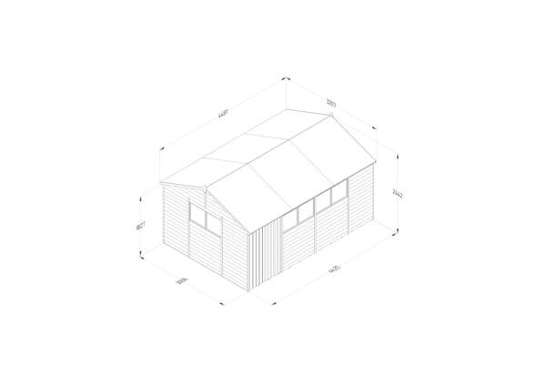 4LIFE Reverse Apex Shed 15×10 – Double Door – 6 Windows - Image 4