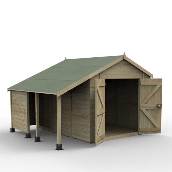 Timberdale 10×8 Apex Shed No Window – Double Door With Log Store - Image 2