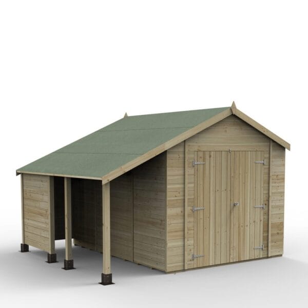 Timberdale 10×8 Apex Shed No Window – Double Door With Log Store - Image 3