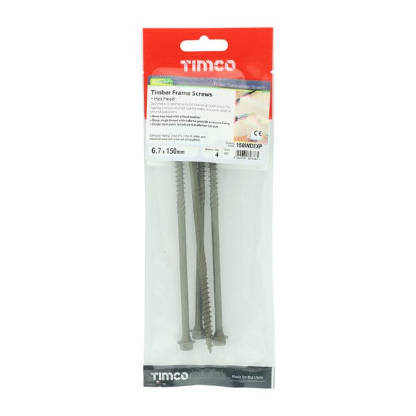 Timber Screws - Hex Head - Exterior - Green, 6.7 x 150 - Image 3